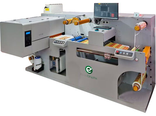 Máquina de impressão de rótulos digitais com função de corte e laminação